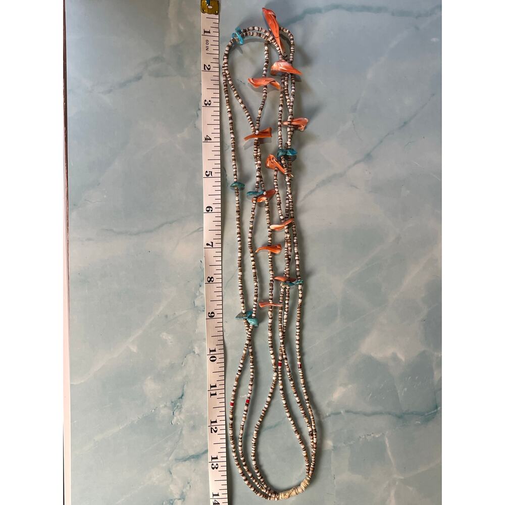 Zuni Multi Strand Heishi Shell Fetish Necklace Southwestern - Picture 3 of 6